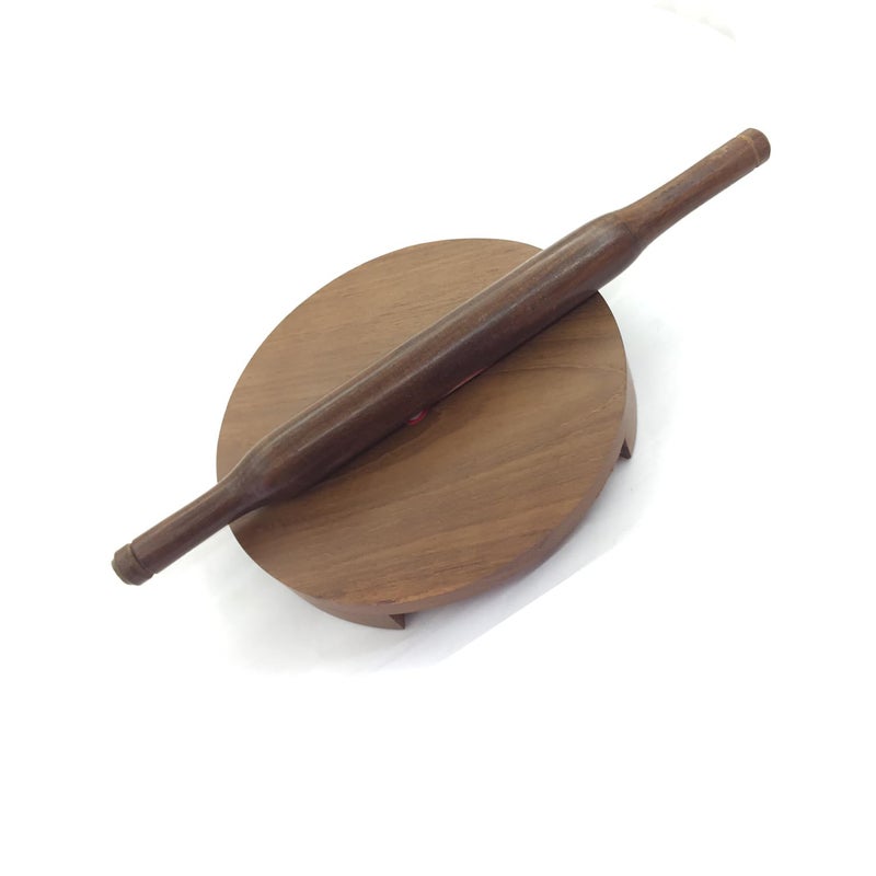 Yadnesh Wooden Rolling Board & Roller,Sagwan Wood, Chakla Belan, Polpat Belan, Chapati Maker,Valentine Day Gifts - Image 4